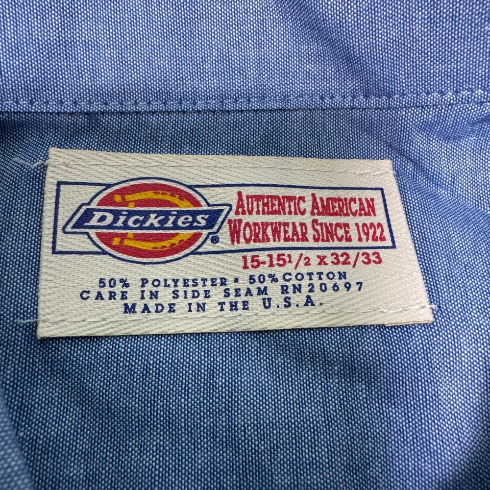 Vintage Dickies Chambray Embroidered Button Down Top Chickens Blue Grannycore - Picture 5 of 8